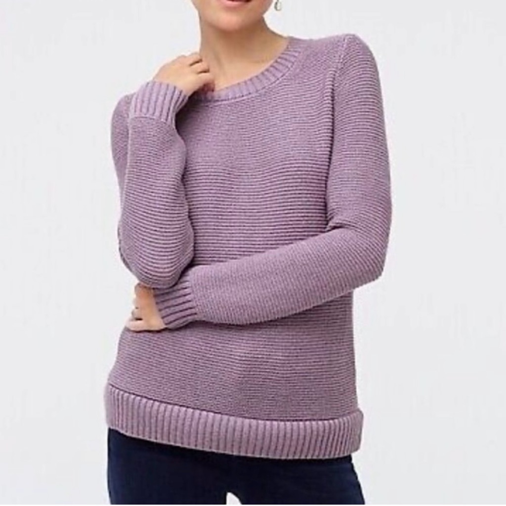 J. Crew Lavender Chunky Knit Classic Crewneck Sweater Cozy Preppy